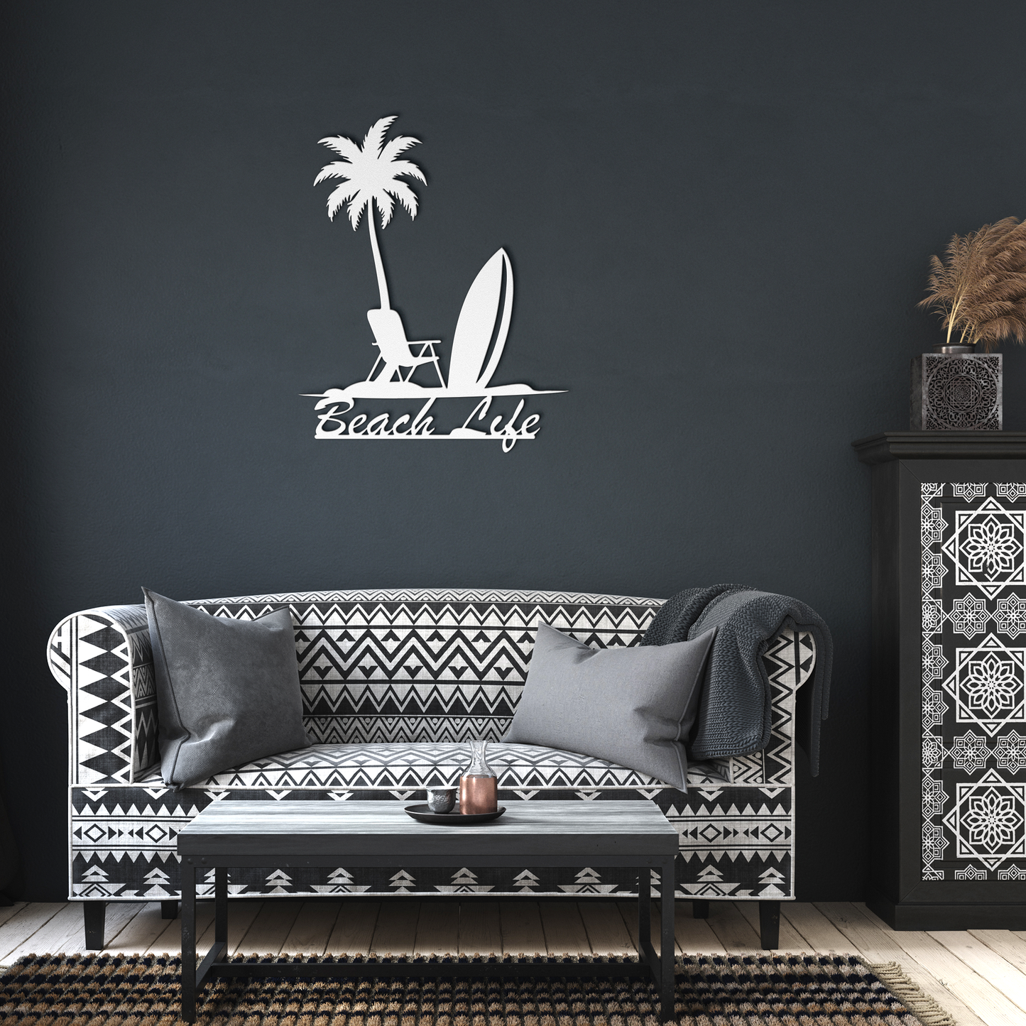 Beach_Life_Die-Cut_Metal_Wall_Art_White_Dark_Living_Room_Mockup.png