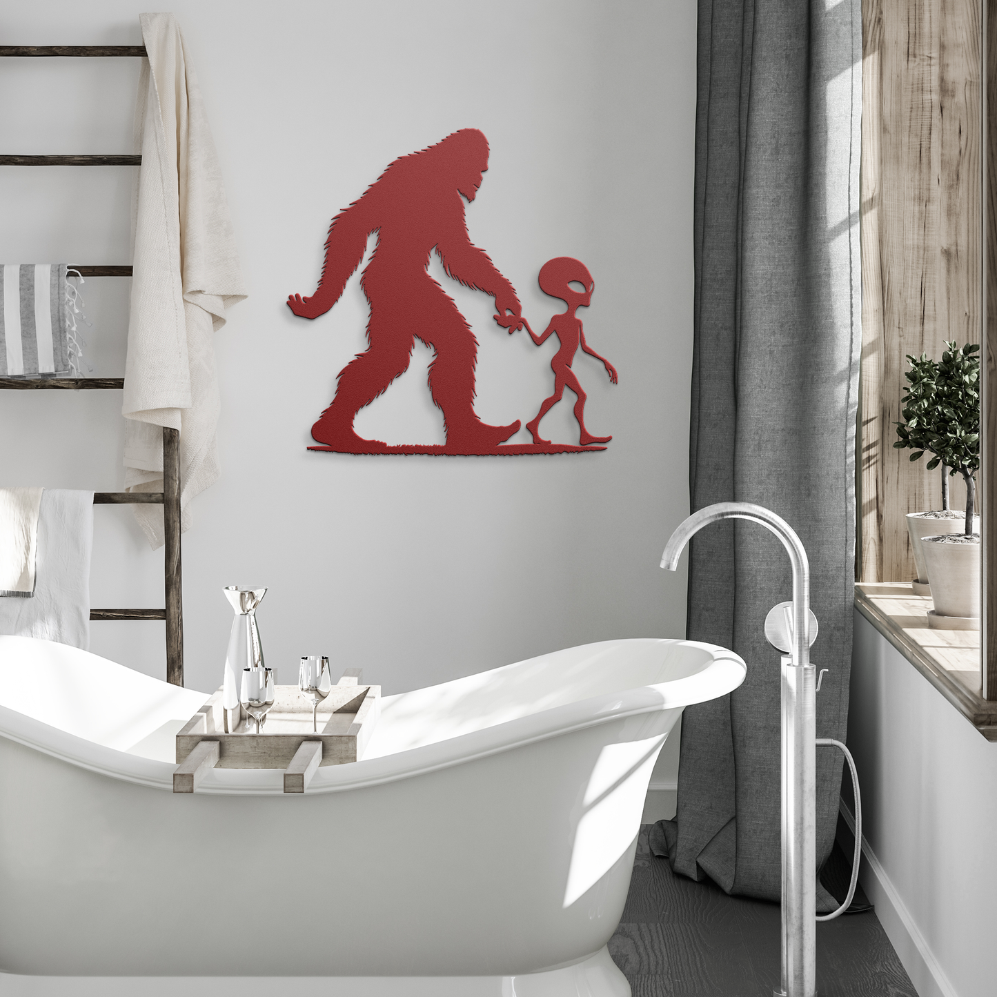 Bigfoot_and_Alien_Metal_Wall_Art_-_Fun_U_Red_Modern_Bathroom_Mockup.png