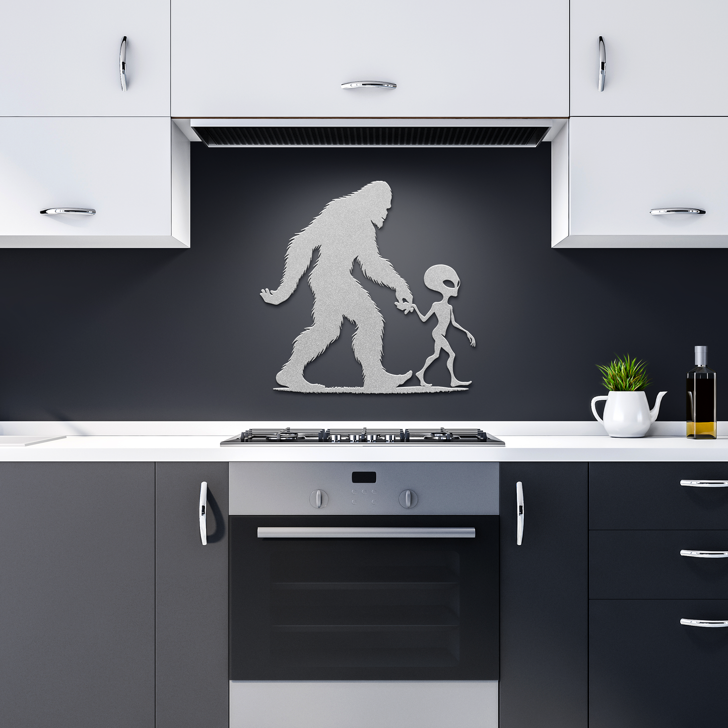 Bigfoot_and_Alien_Metal_Wall_Art_-_Fun_U_Silver_Dark_Kitchen_Mockup.png