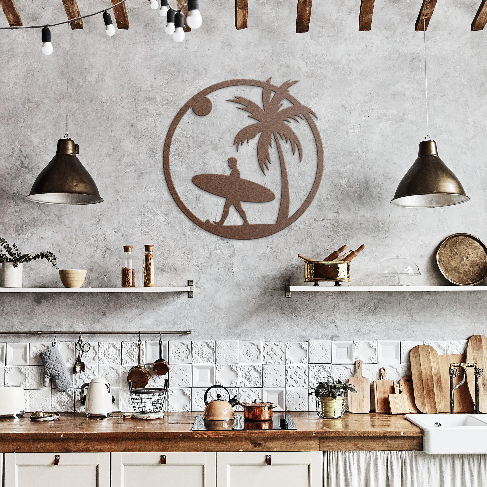 Coastal_Surfer_Paradise_Metal_Wall_Art_Copper_Rustic_Kitchen_Mockup.png