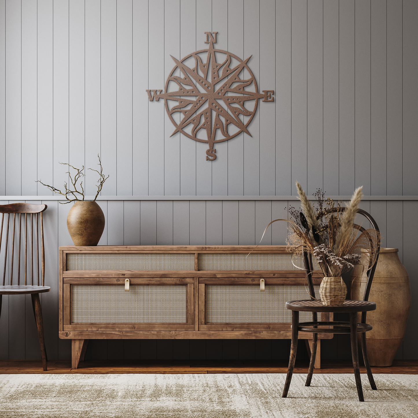 Compass_Rose_Metal_Wall_Art__Nautical_Copper_Rustic_Hallway_Mockup.png