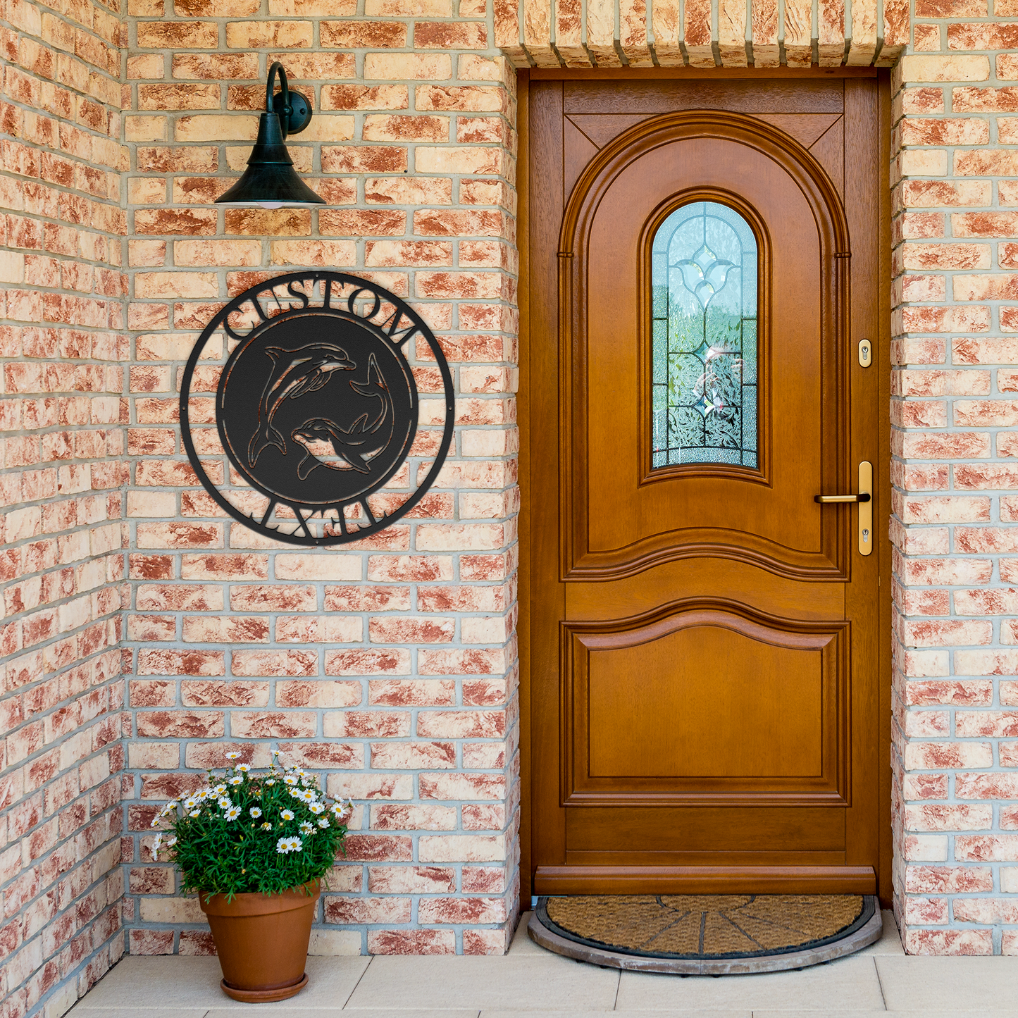 Custom_Dolphin_Duo_Metal_Wall_Art_-_Pers_Black_Brick_Entrance_Mockup.png