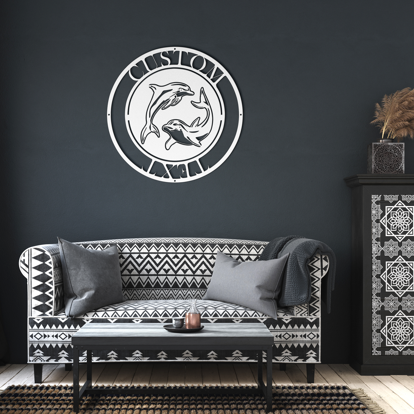 Custom_Dolphin_Duo_Metal_Wall_Art_-_Pers_White_Dark_Living_Room_Mockup.png
