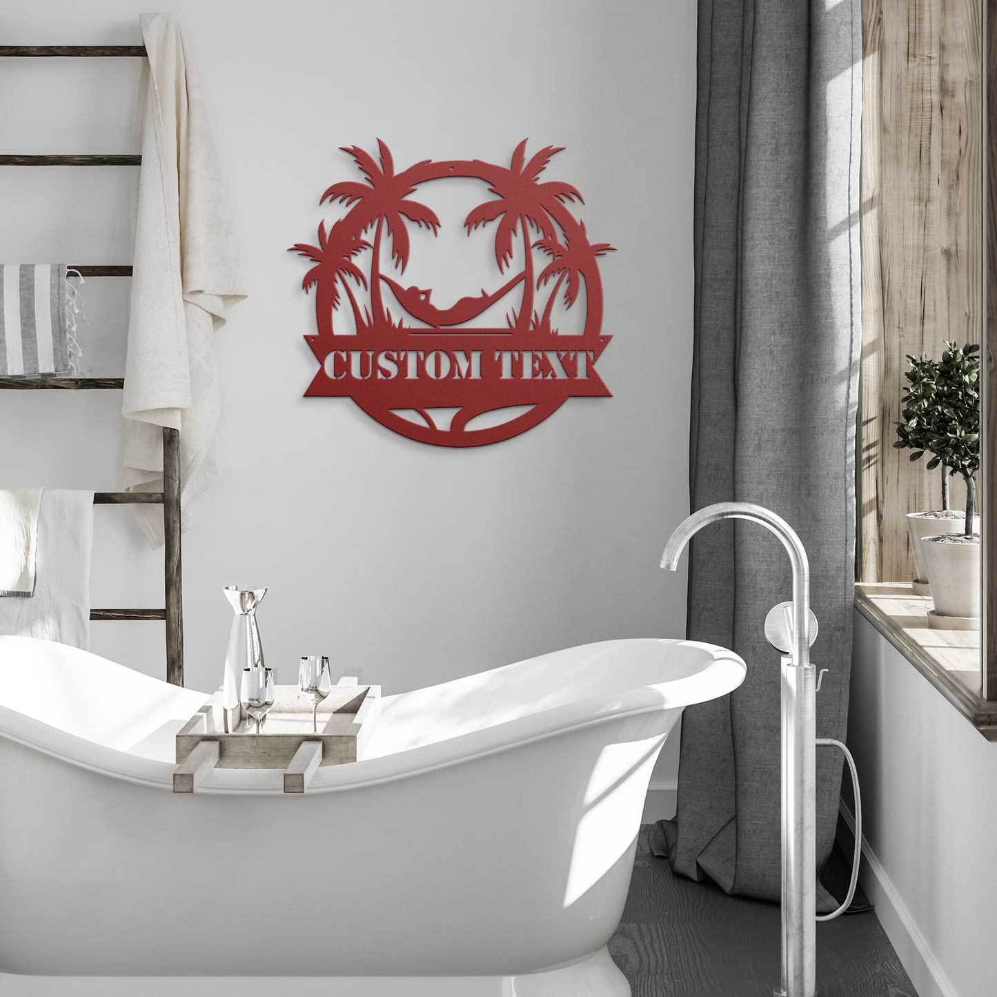 Custom_Hammock_Retreat_Metal_Sign__Pe_Red_Modern_Bathroom_Mockup.png