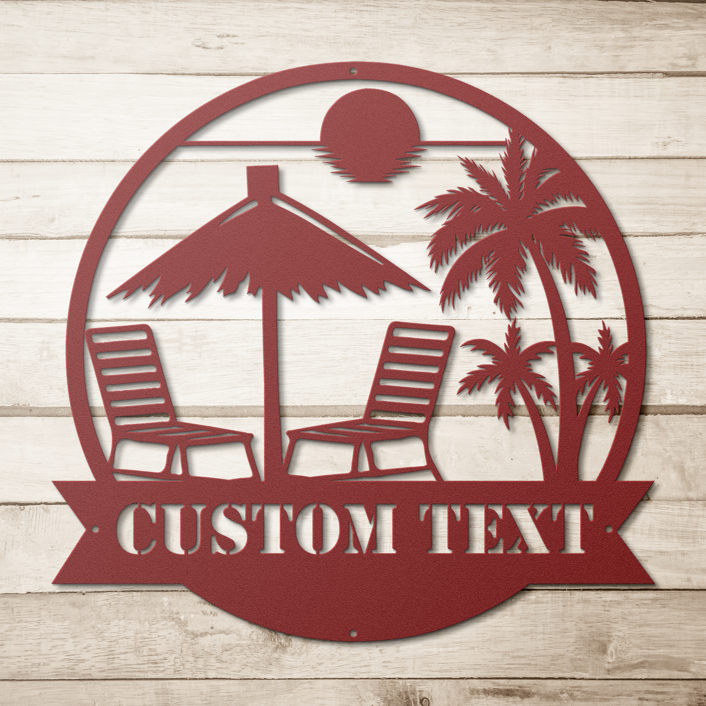 Custom_Lounge_Paradise_Metal_Sign__Pe_Red_Simple_Wood_BKGD_Mockup.png