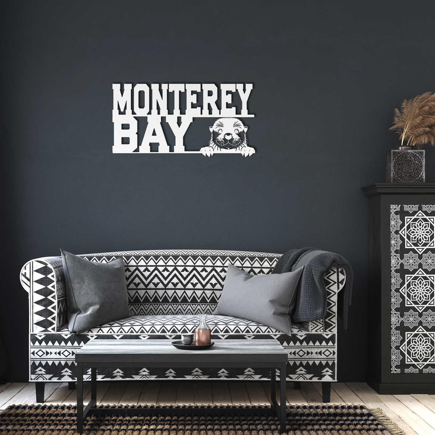 Monterey_Bay_Otter_Metal_Wall_Art__Cu_White_Dark_Living_Room_Mockup.png