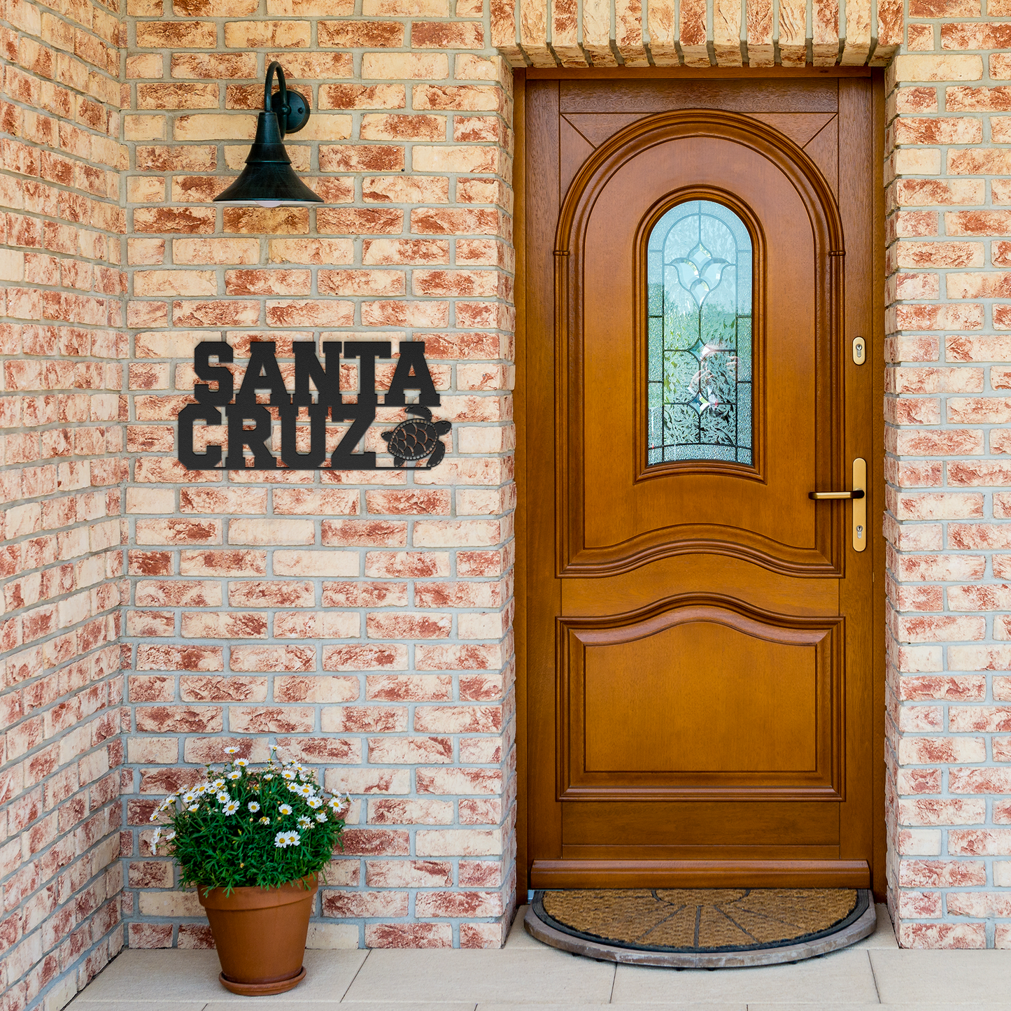 Santa_Cruz_Sea_Turtle_Metal_Wall_Art_Black_Brick_Entrance_Mockup.png