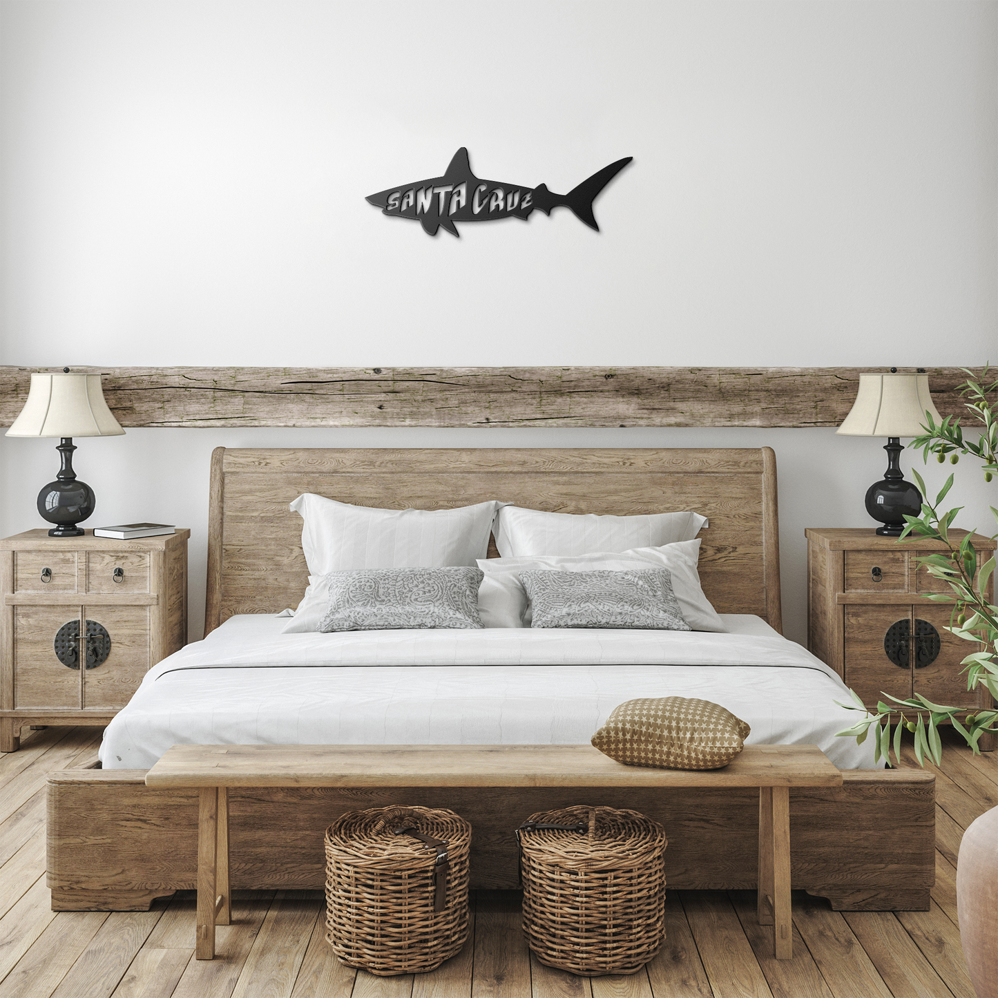 Santa_Cruz_Shark_Metal_Wall_Art__Cust_Black_Farmhouse_Bedroom_Mockup.png