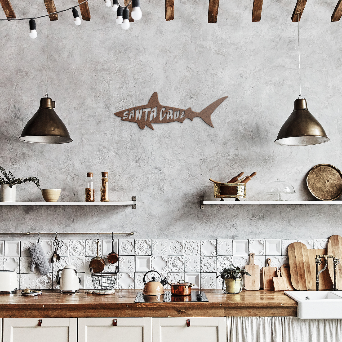 Santa_Cruz_Shark_Metal_Wall_Art__Cust_Copper_Rustic_Kitchen_Mockup.png