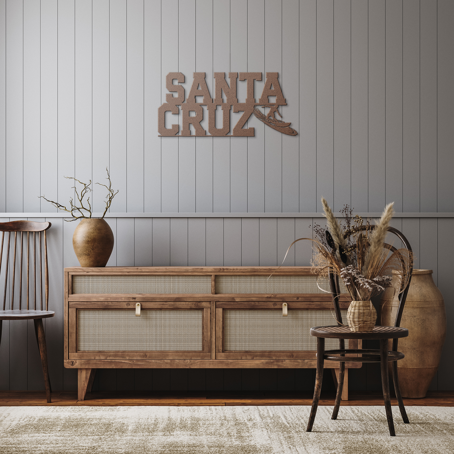 Santa_Cruz_Surfer_Metal_Wall_Art_Copper_Rustic_Hallway_Mockup.png
