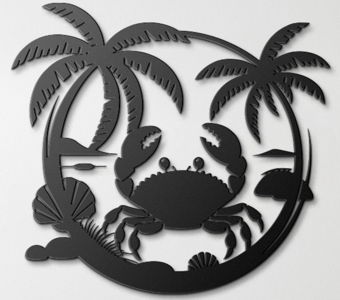 Coastal Crab Metal Wall Art – Nautical Beach House Steel Decor
