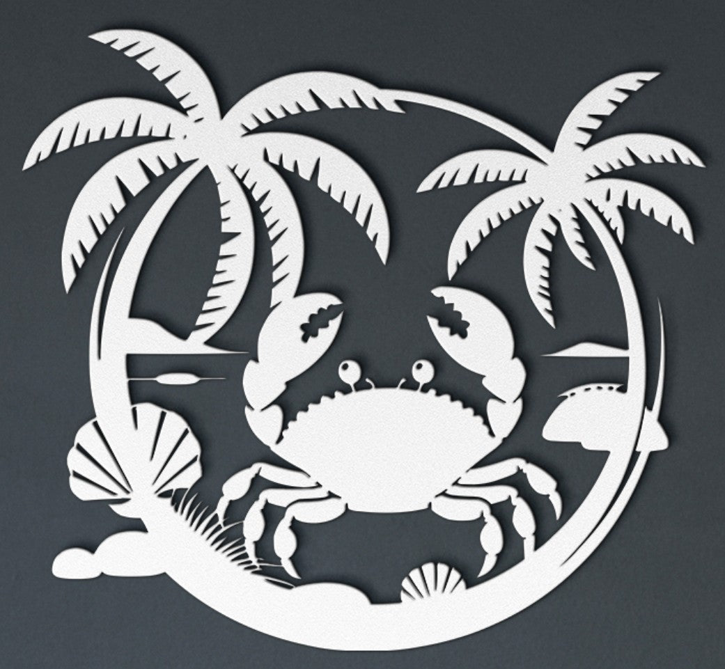Coastal Crab Metal Wall Art – Nautical Beach House Steel Decor
