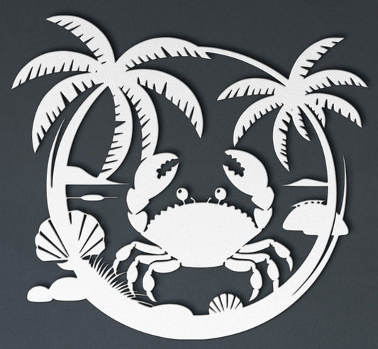 Coastal Crab Metal Wall Art – Nautical Beach House Steel Decor