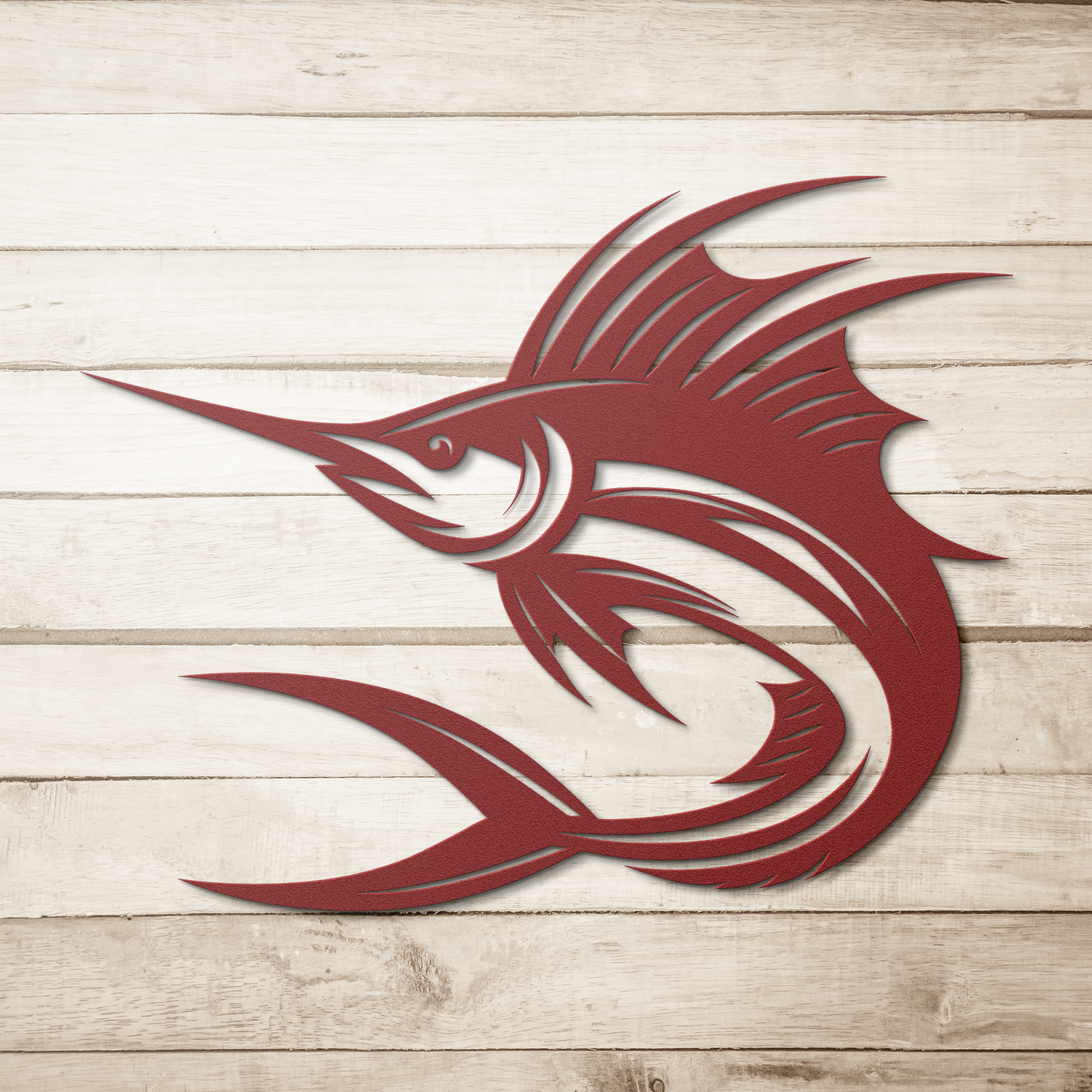Swordfish_Metal_Wall_Art__Nautical_Ma_Red_Simple_Wood_BKGD_Mockup.png