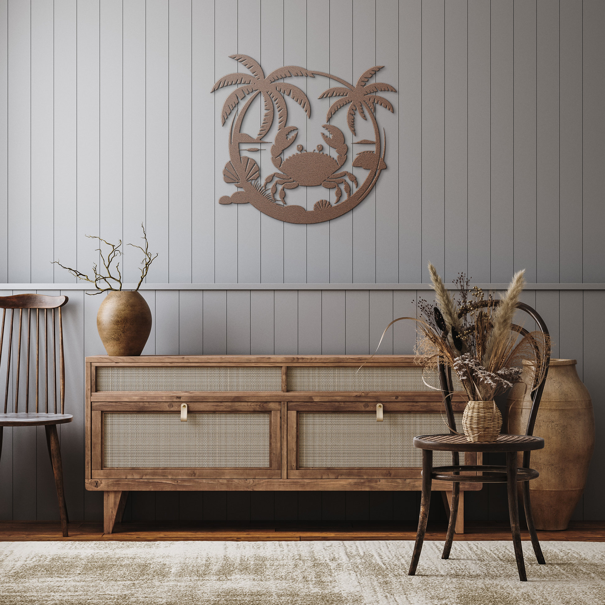Coastal_Crab_Metal_Wall_Art__Nautical_Copper_Rustic_Hallway_Mockup.png