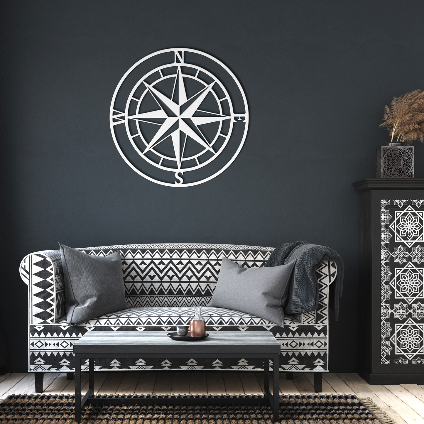 Compass_Rose_Metal_Wall_Art__Nautical_White_Dark_Living_Room_Mockup.png