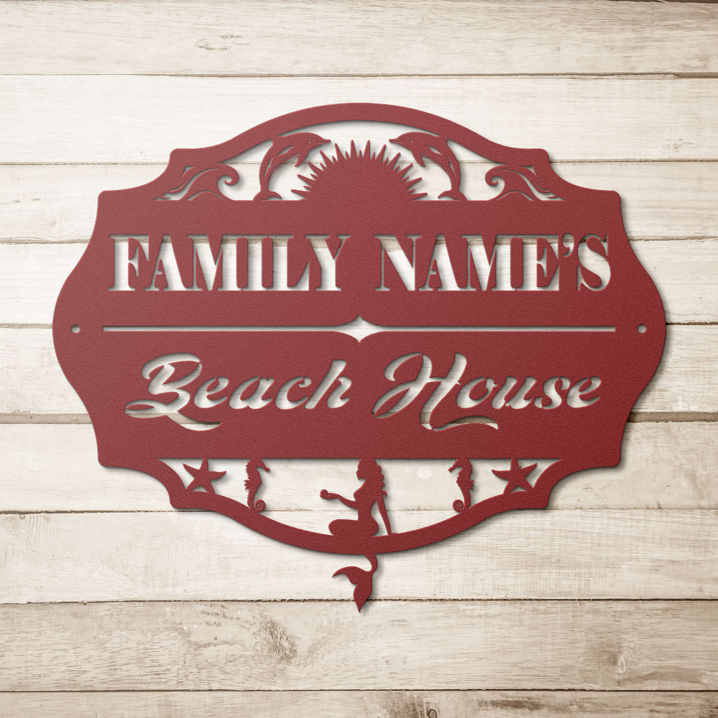 Custom_Beach_House_Metal_Sign__Person_Red_Simple_Wood_BKGD_Mockup.png