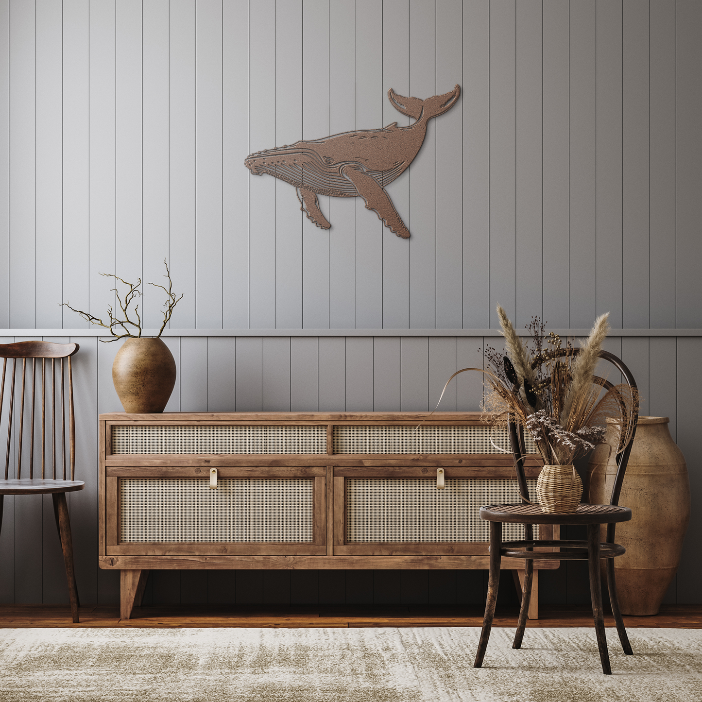 Humpback_Whale_Metal_Wall_Art__Coasta_Copper_Rustic_Hallway_Mockup.png