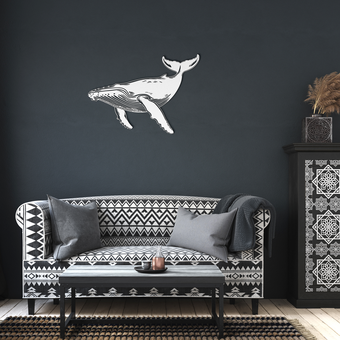 Humpback_Whale_Metal_Wall_Art__Coasta_White_Dark_Living_Room_Mockup.png