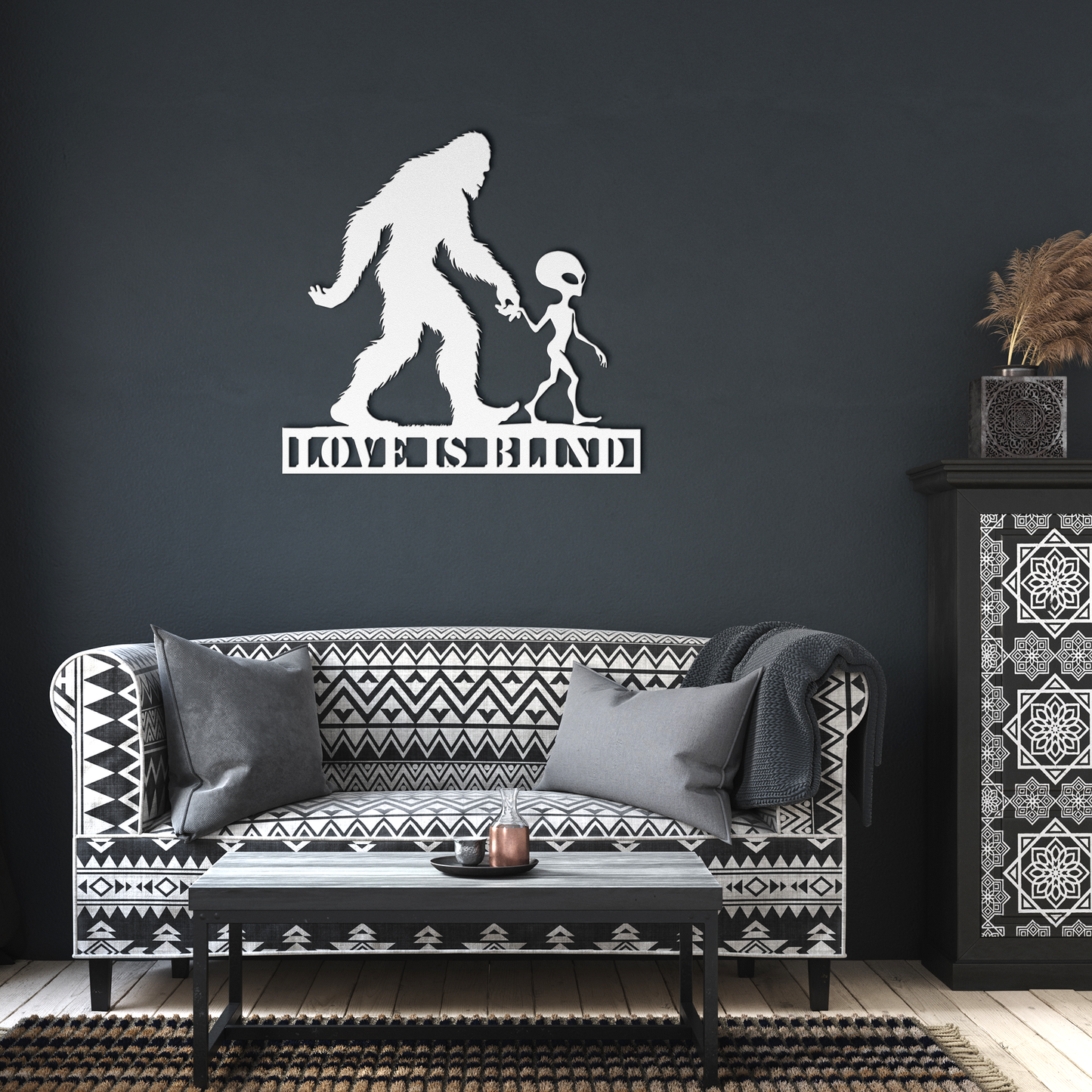 Love_is_Blind_Bigfoot__Alien_Metal_Wa_White_Dark_Living_Room_Mockup.png