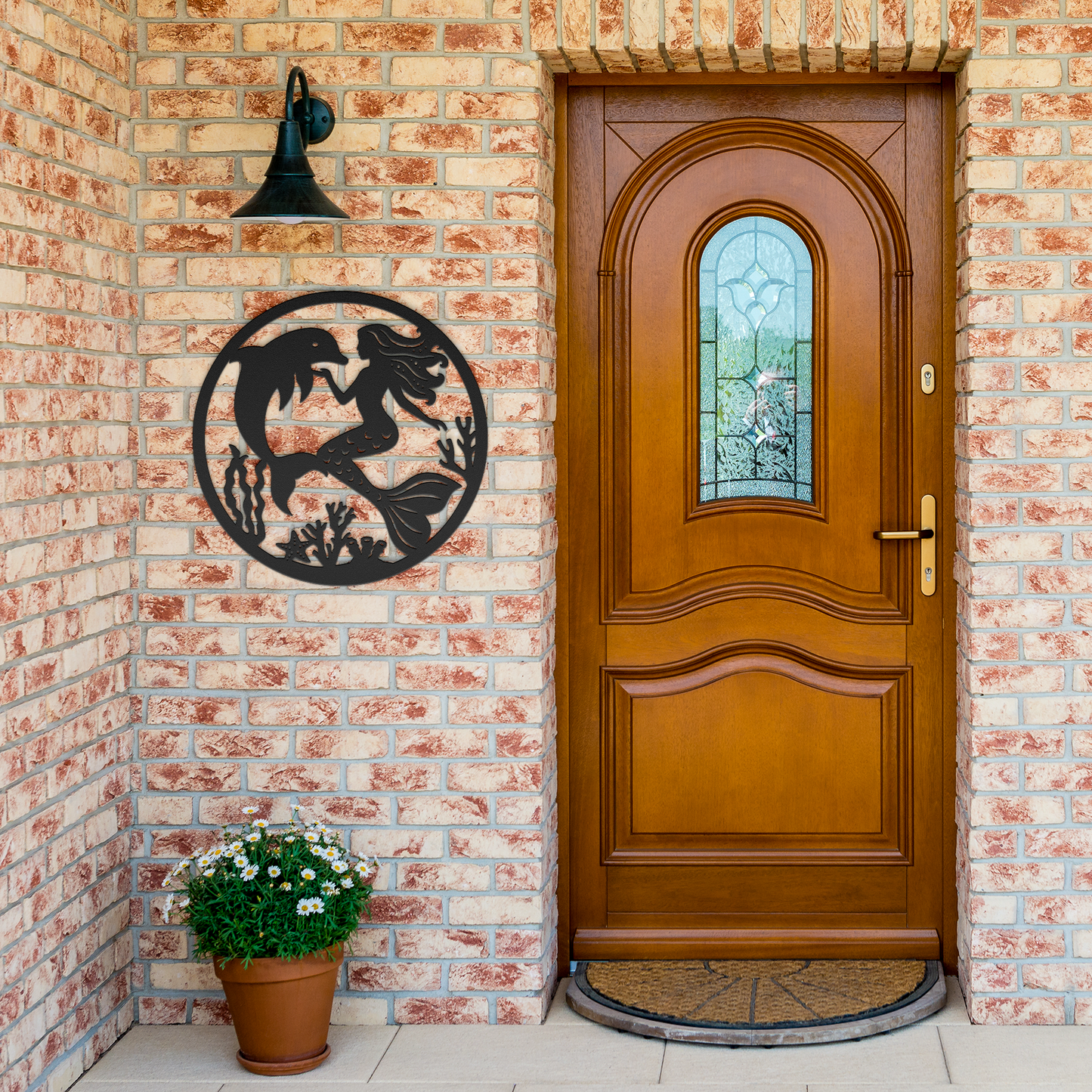 Mermaid__Dolphin_Metal_Wall_Art__Enc_Black_Brick_Entrance_Mockup.png