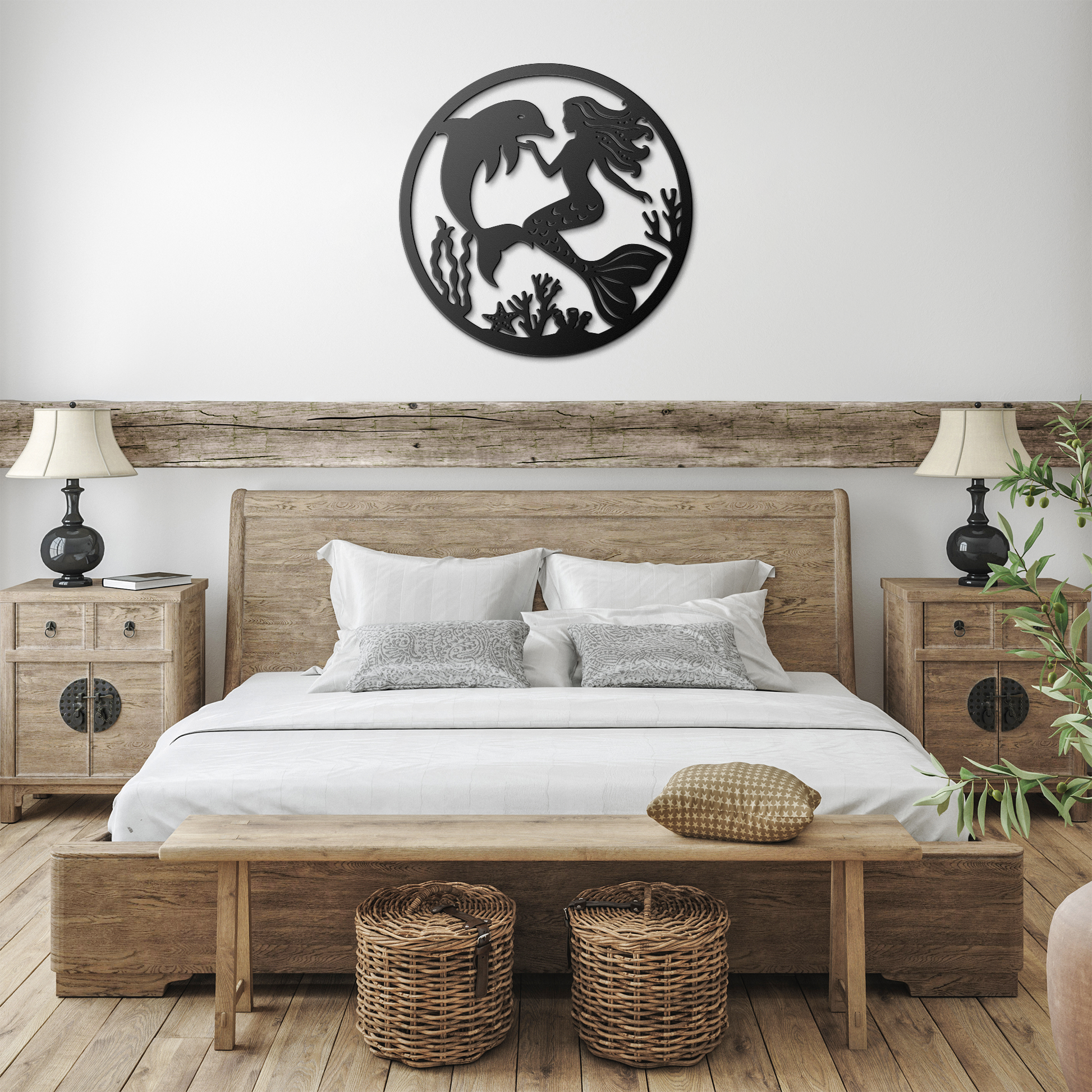 Mermaid__Dolphin_Metal_Wall_Art__Enc_Black_Farmhouse_Bedroom_Mockup.png