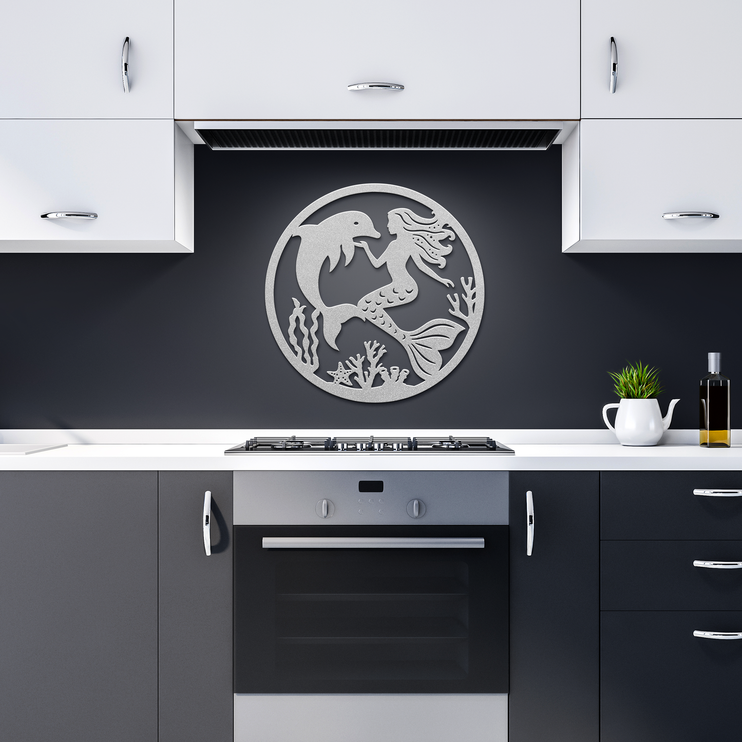 Mermaid__Dolphin_Metal_Wall_Art__Enc_Silver_Dark_Kitchen_Mockup.png