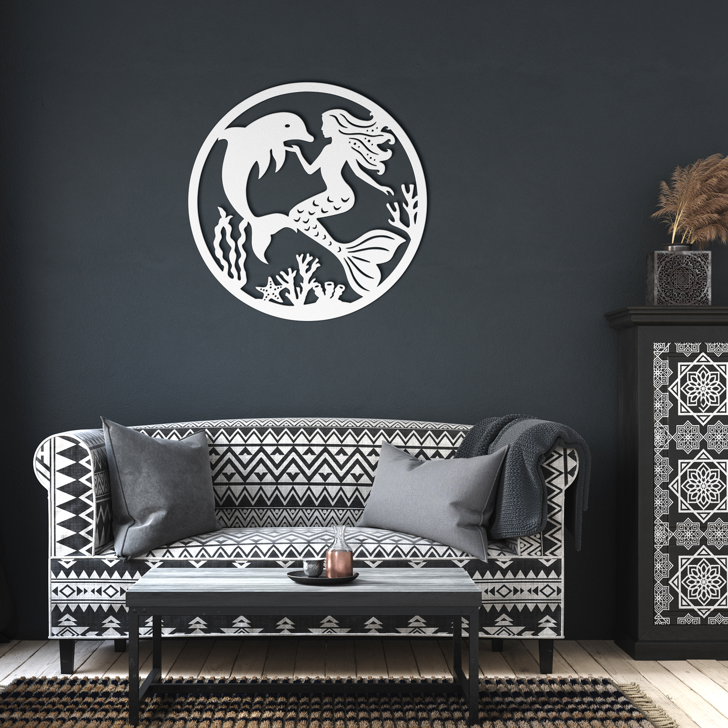 Mermaid__Dolphin_Metal_Wall_Art__Enc_White_Dark_Living_Room_Mockup.png