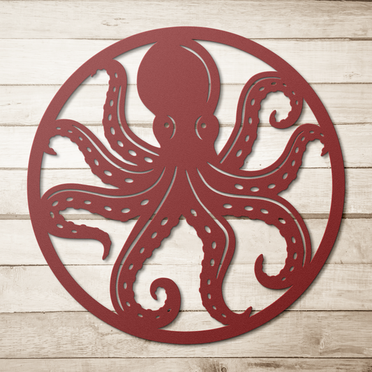 Octopus_Metal_Wall_Art__Coastal_Nauti_Red_Simple_Wood_BKGD_Mockup.png