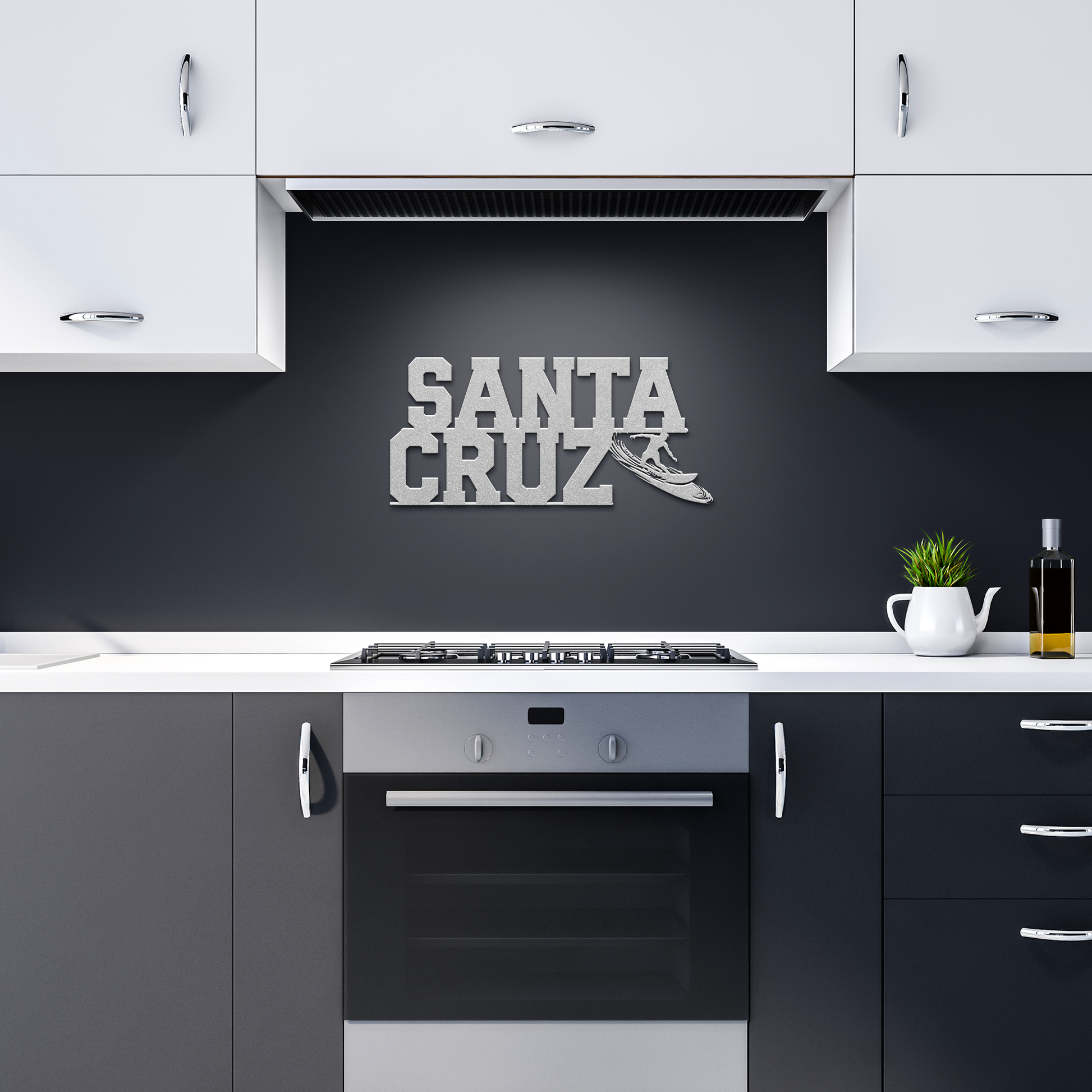 Santa_Cruz_Surfer_Metal_Wall_Art_Silver_Dark_Kitchen_Mockup.png