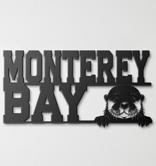 Monterey Bay Otter Metal Wall Art – Customizable Coastal Decor