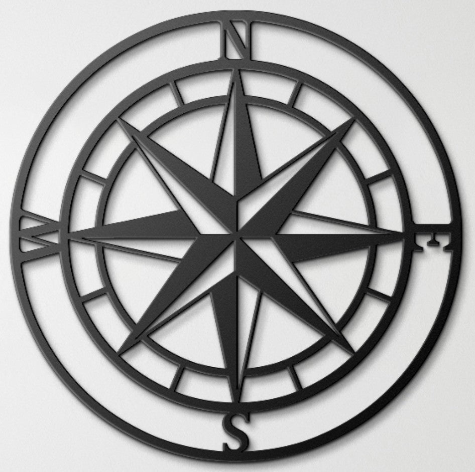 Compass Rose Metal Wall Art – Nautical Decor, Rustic Compass Sign, Coastal Home Accent, Outdoor & Indoor Metal Art, Adventure Gift