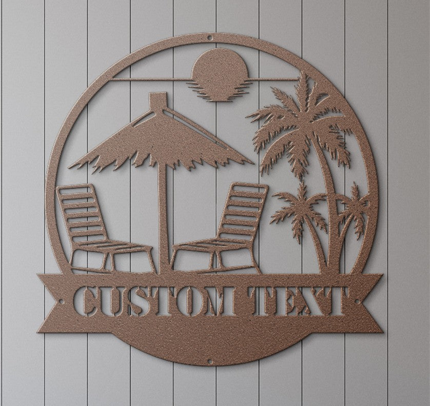 Custom Lounge Paradise Metal Sign – Personalized Tropical Escape