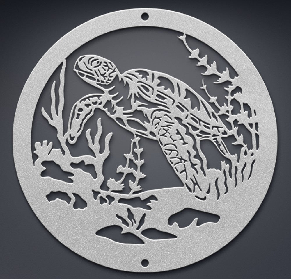 Turtle Ocean Scene Metal Wall Art – Elegant Coastal Home Decor