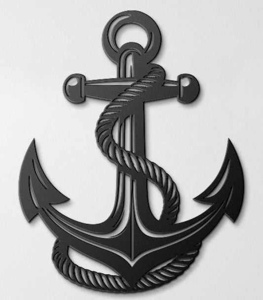 Anchor Metal Wall Art – Classic Nautical Rope Anchor Steel Decor