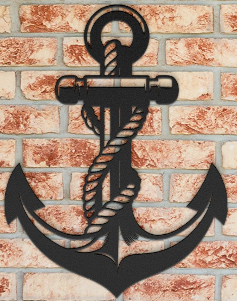 Traditional Anchor Metal Wall Art – Nautical Rope Steel Decor for Coastal Homes