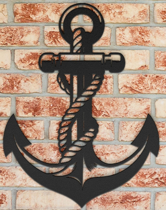 Traditional Anchor Metal Wall Art – Nautical Rope Steel Decor for Coastal Homes