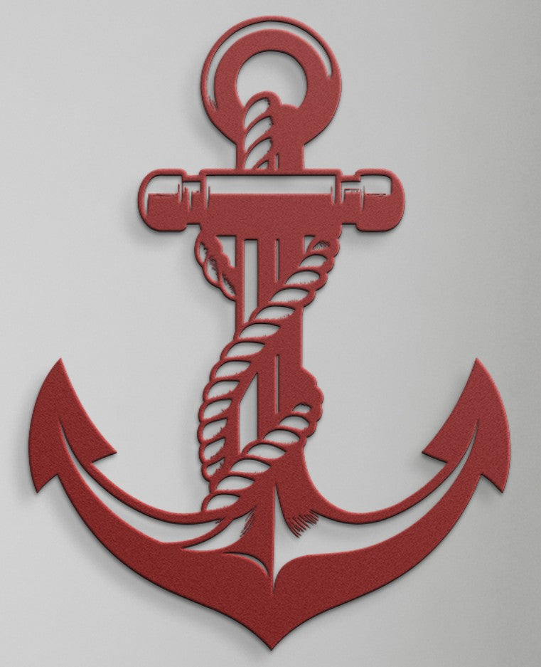 Traditional Anchor Metal Wall Art – Nautical Rope Steel Decor for Coastal Homes