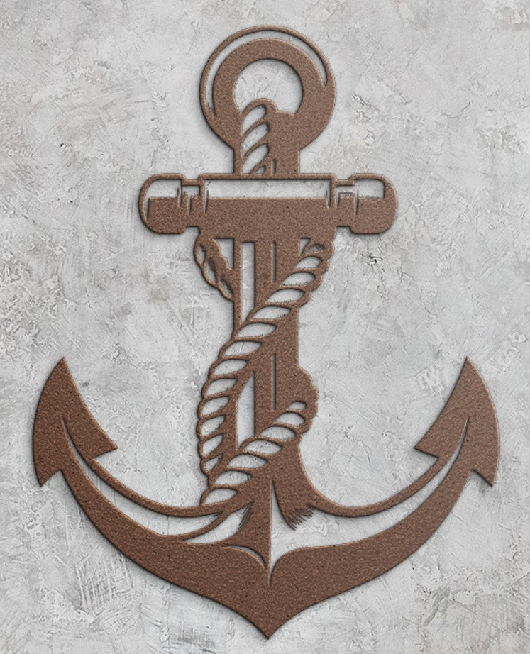 Traditional Anchor Metal Wall Art – Nautical Rope Steel Decor for Coastal Homes