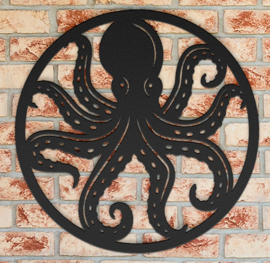 Octopus Metal Wall Art – Coastal Nautical Steel Decor for Beach & Ocean Lovers