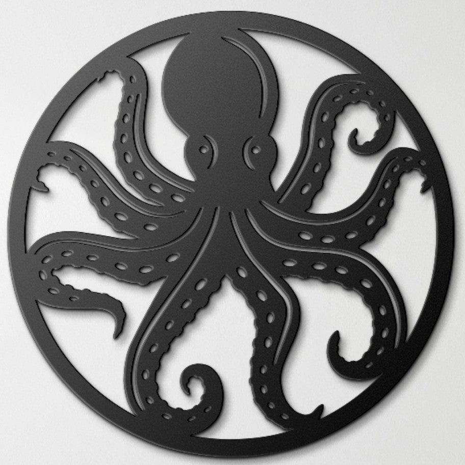 Octopus Metal Wall Art – Coastal Nautical Steel Decor for Beach & Ocean Lovers