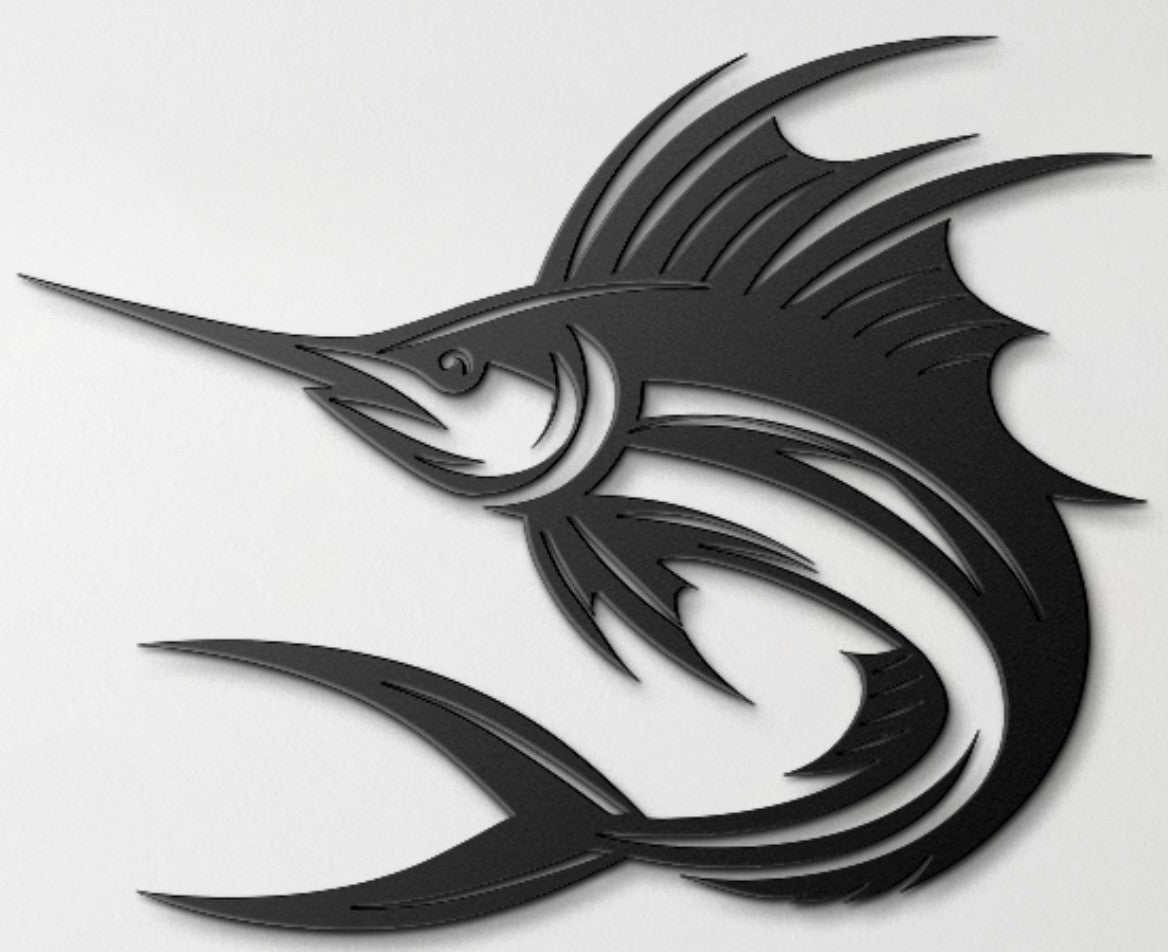 Swordfish Metal Wall Art – Nautical Marlin Steel Decor for Coastal & Fishing Enthusiasts