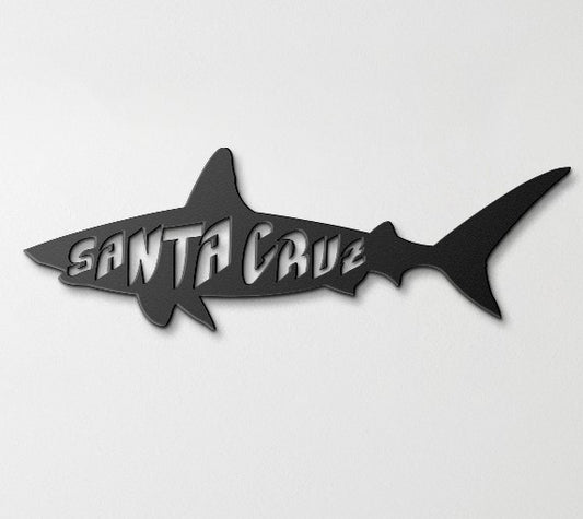 Santa Cruz Shark Metal Wall Art – Custom Coastal Surf Decor